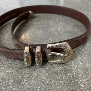 Brown leather Belt with Silver Buckle